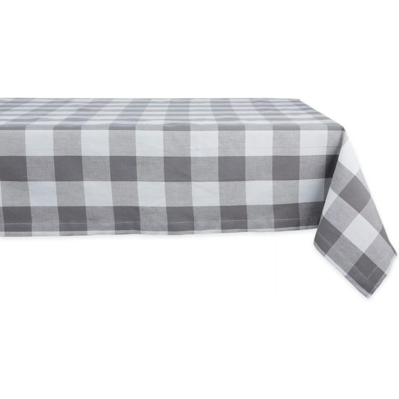 Buffalo Check Classic Farmhouse Tablecloth 52x52 Gray & White, WrinkleFree, Waterproof, Perfect for Kitchen, Dining, and Outdoor Picnics