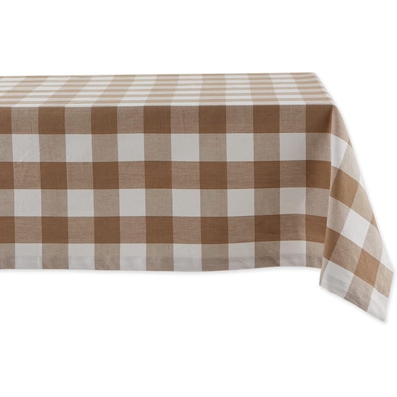 Buffalo Check Classic Farmhouse Tablecloth 52x52 Stone, Waterproof, WrinkleFree, Perfect for Kitchen, Dining, and Outdoor Picnics