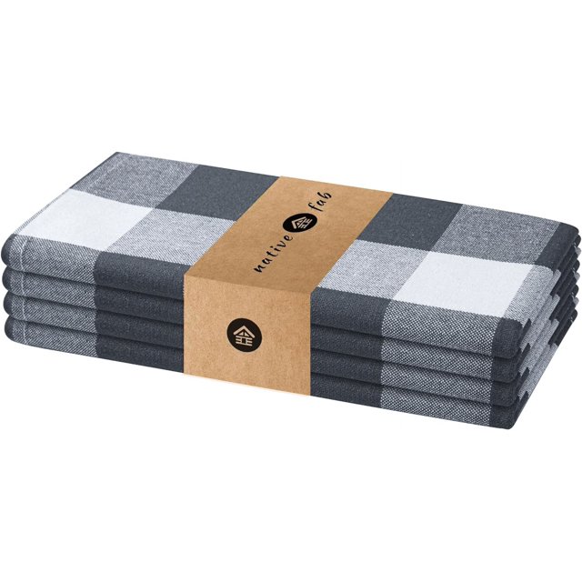 Buffalo Check Cloth Dinner Napkins 100 Cotton Set of 4 Soft