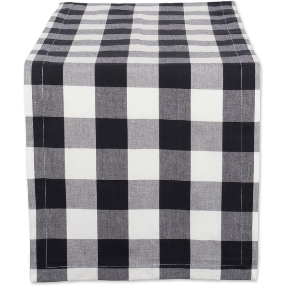 Buffalo Check Collection, Classic Farmhouse Table Runner, 13x108", Black & White