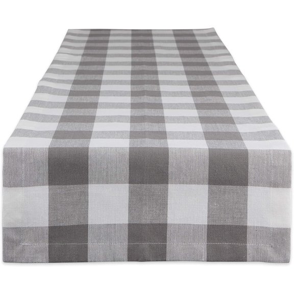 Buffalo Check Collection, Classic Farmhouse Table Runner, 14x72, Gray & White