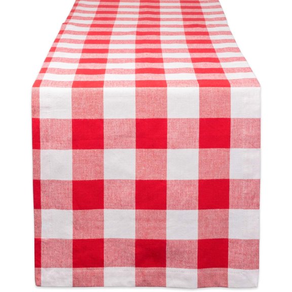 Buffalo Check Collection, Classic Farmhouse Table Runner, 14x72, Red & White