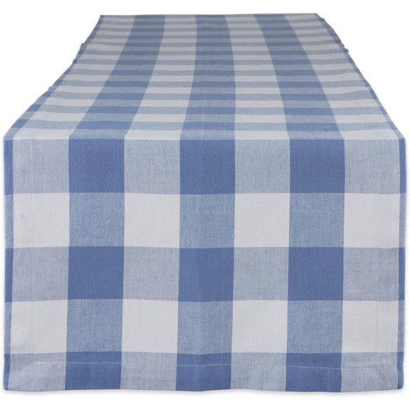 Buffalo Check Collection, Classic Farmhouse Table Runner, 14x72, Stonewash Blue