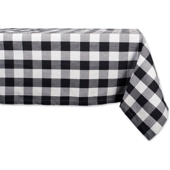 Buffalo Check Collection, Classic Farmhouse Tablecloth, 52 x 52, Black & White