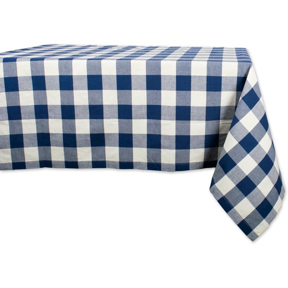 Buffalo Check Collection, Classic Farmhouse Tablecloth, 52 x 52, Navy & Cream
