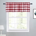 thumbnail image 1 of Buffalo Check Curtains Valance for Kitchen, Farmhouse&nbsp;Plaid Gingham Design Yarn Dyed Rod Pocket Valance Curtains for Windows Kitchen Cafe Curtains, 52" W x 15" L, Red and White, One Panel, 1 of 9