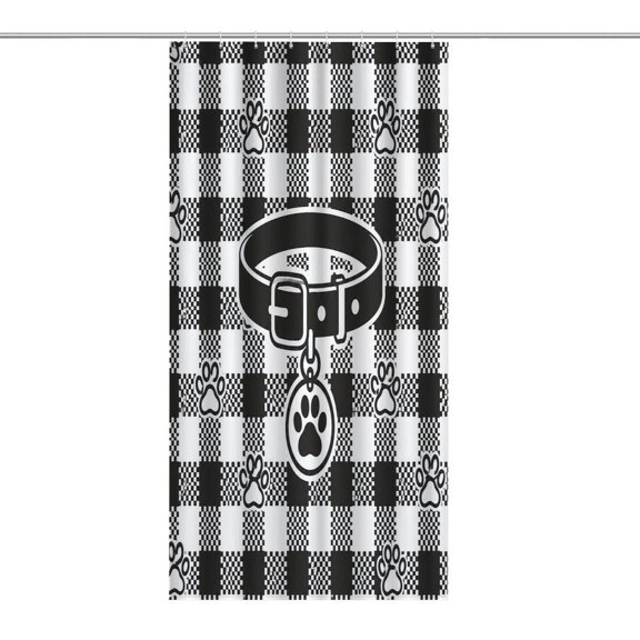 Buffalo Check Dog Collar Pattern Print Shower Curtain,Cloth Fabric Waterproof Polyester Bathroom Home Decor Set with Hooks