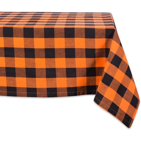Buffalo Check Farmhouse Tablecloth Orange & Black 60x84 Inch, Classic Kitchen, Dining, Picnic Cover, WrinkleFree and Washable