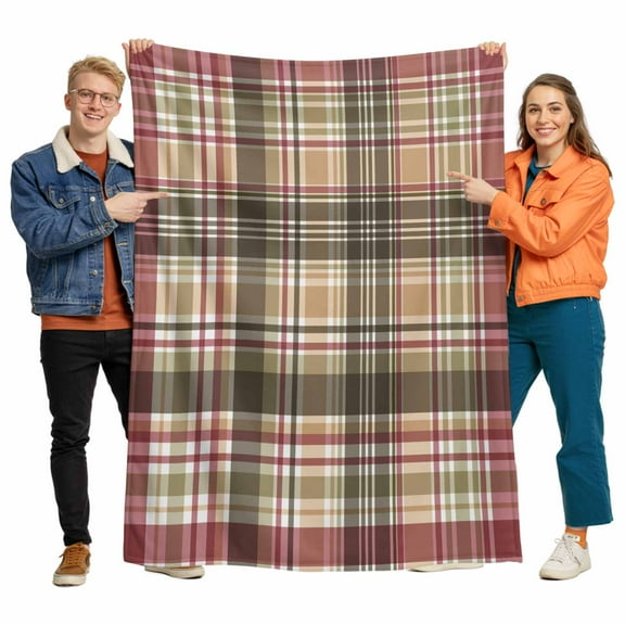 Buffalo Check Flannel Blanket for Bed,Travel and Camping, Plaid Brown Plaid Vintage Retro Country Super Soft Cozy Blanket for All Seasons 32"x48"