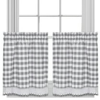 Buffalo Check Gingham Kitchen Curtain Tier Pair - 24" x 58"