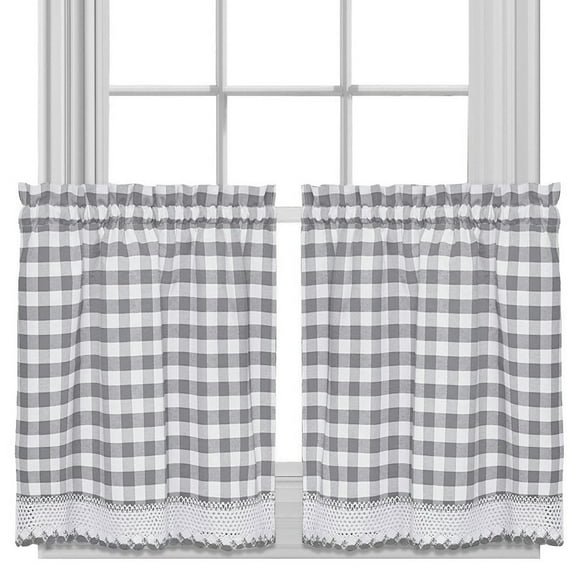 Buffalo Check Gingham Kitchen Curtain Tier Pair - 24" x 58"