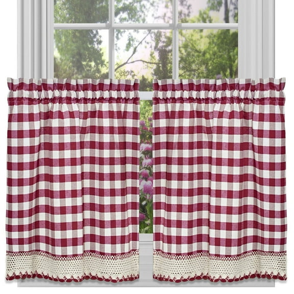 Buffalo Check Gingham Kitchen Curtain Tier Pair - 36" x 58"
