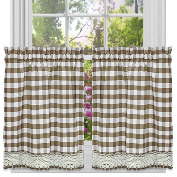 Buffalo Check Gingham Kitchen Curtain Tier Pair - 36" x 58"