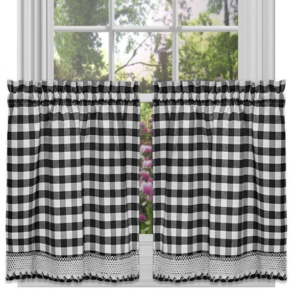 Buffalo Check Gingham Kitchen Curtain Tier Pair - 36" x 58"
