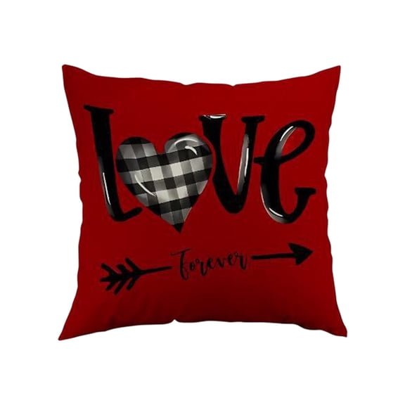 Buffalo Check Heart Series Valentine's Pillowcase, 17.72*17.72 inch Festive Sofa Cushion Cover for Living Room & Bedroom Ambiance Decoration