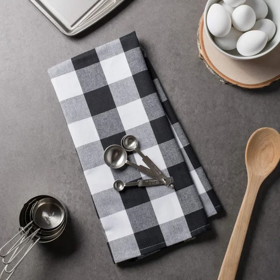 Buffalo Check Kitchen Collection, Classic Farmhouse Dishtowel Set, 20X30, Black