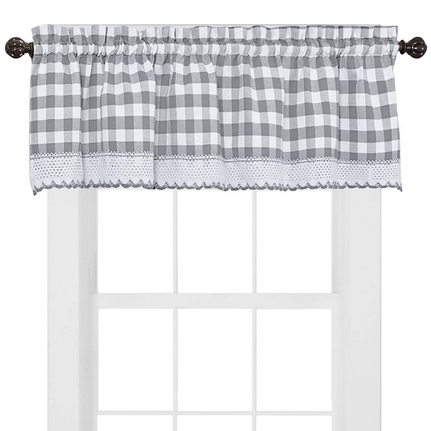 Buffalo Check Kitchen Curtain Tier Pairs 24", 36 ", and Valance 14"L x