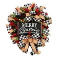 thumbnail image 1 of Buffalo Check Merry Christmas Wreath for Front Door, 15Inch White And Black Plaid Christmas Wreaths for Chriatmas Decorations, Decorated with Burlap Ribbon, Berries, Greenery And Snowy Pics, 1 of 8