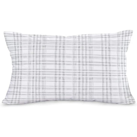Buffalo Check Pillow Cases Farmhouse Geometric Super Soft Plaid Throw Waist Pillow Cases Rectangular 12x20 Inch Grey White Spring Summer Throw Pillows Cover