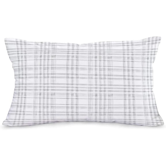 Buffalo Check Pillow Cases Farmhouse Geometric Super Soft Plaid Throw Waist Pillow Cases Rectangular 12x20 Inch Grey White Spring Summer Throw Pillows Cover