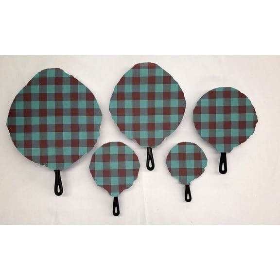 Buffalo Check Plaid Cast Iron Pan Covers (Set of 5) by Penny's Needful Things (Green)