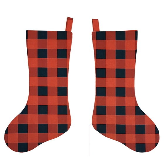 Buffalo Check Plaid Christmas Stocking by Penny's Needful Things (Red) (Single Stocking)