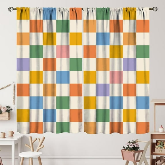 Buffalo Check Plaid Curtains Brown and White Curtain with Rod Pocket for Farmhouse Bedroom Living Room Home Decor Drapes Thermal Insulated Window Treatments 2 Panels Set 52x63 Inch