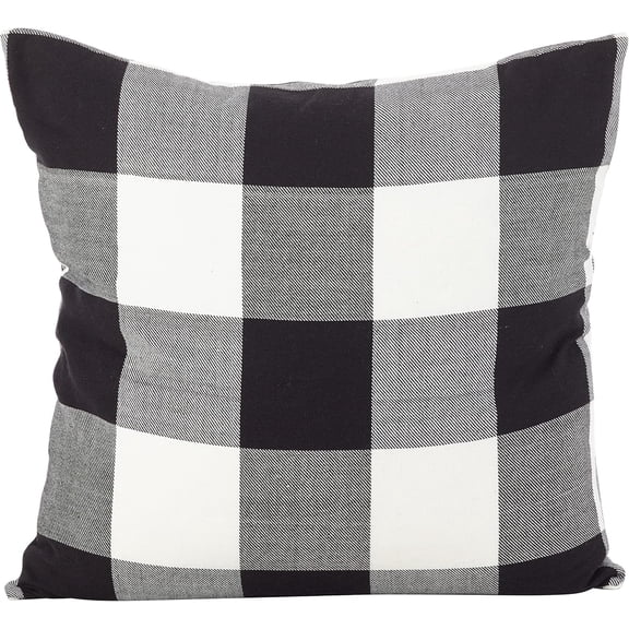 Buffalo Check Plaid Design Cotton Down Filled Throw Pillow, 20", Black