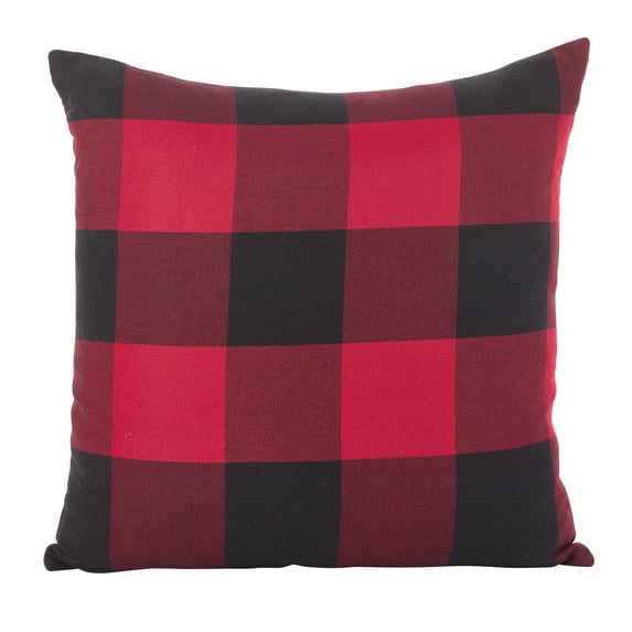 Buffalo Check Plaid Design Cotton Throw Pillow with Insert (20" Square Pillow, Red)