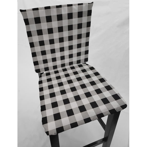 Buffalo Check Plaid Dining Room Chair Back Covers or Seat Covers by Penny's Needful Things (Both Chair Back & Seat Cover) (18 W x 16 H CHAIR BACK) (White)