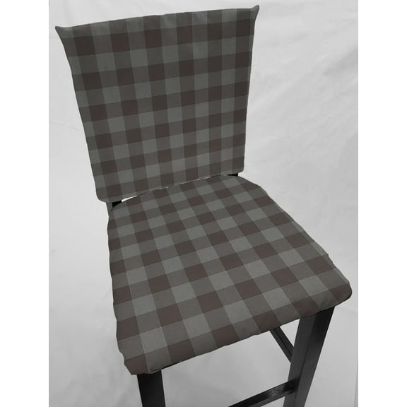 Buffalo Check Plaid Dining Room Chair Back Covers or Seat Covers by Penny's Needful Things (Chair Back Cover Only) (16 W x 15 H CHAIR BACK) (Dark Gray)