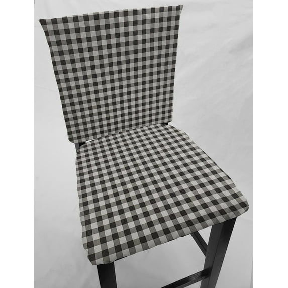 Buffalo Check Plaid Dining Room Chair Back Covers or Seat Covers by Penny's Needful Things (Both Chair Back & Seat Cover) (16 W x 14 H CHAIR BACK) (Light Gray)