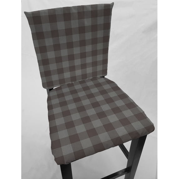 Buffalo Check Plaid Dining Room Chair Back Covers or Seat Covers by Penny's Needful Things (Both Chair Back & Seat Cover) (18 W x 18 H CHAIR BACK) (Dark Gray)