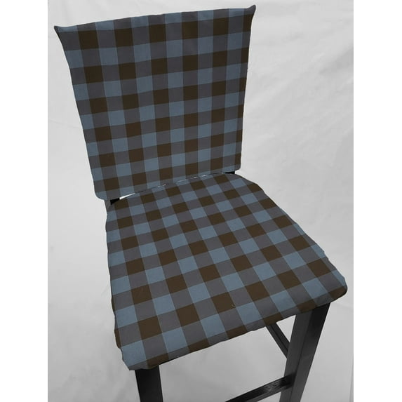 Buffalo Check Plaid Dining Room Chair Back Covers or Seat Covers by Penny's Needful Things (Chair Back Cover Only) (18 W x 14 H CHAIR BACK) (Blue)