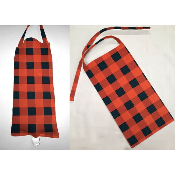 Buffalo Check Plaid Grocery Plastic Shopping Bag Holder by Penny's Needful Things (Red)