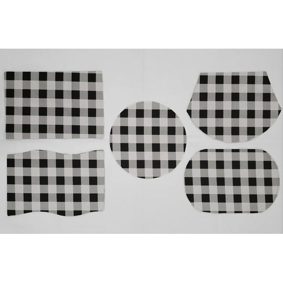 Buffalo Check Plaid Placemats by Penny's Needful Things (Oval - Set of 2) (White)