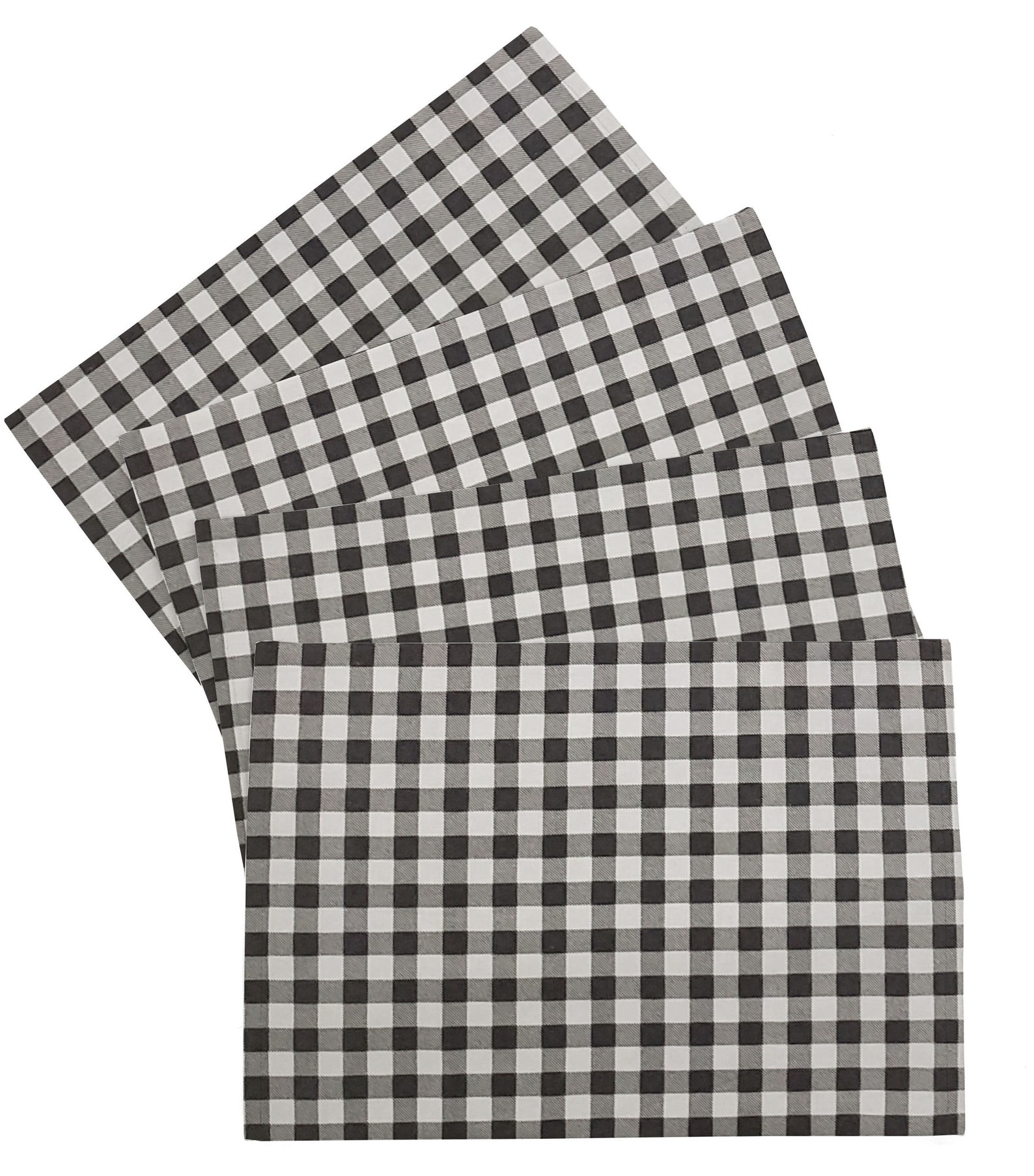 Buffalo Check Plaid Placemats by Penny's Needful Things (Rectangle - Set of 4) (Light Gray)