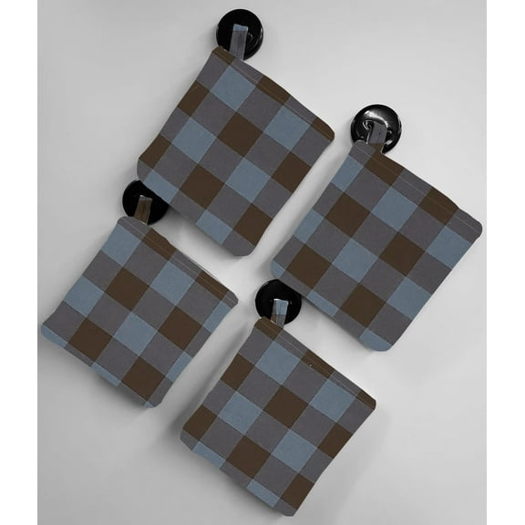 Buffalo Check Plaid Pot Holders (Set of 4) by Penny's Needful Things (Blue)