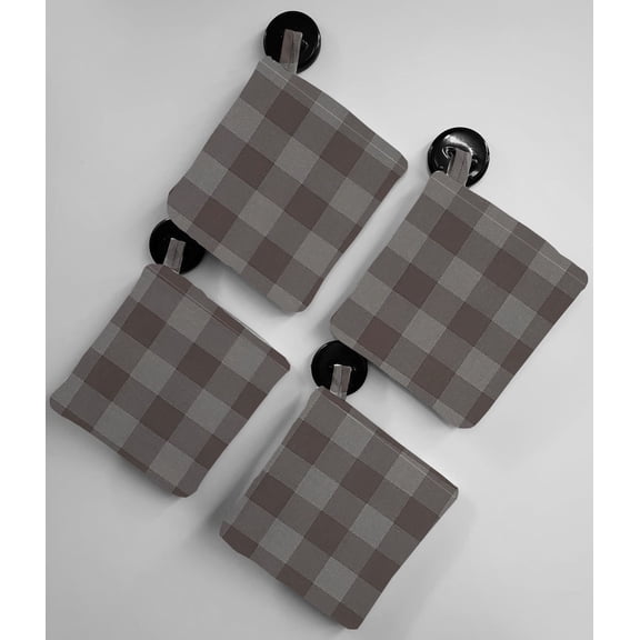 Buffalo Check Plaid Pot Holders (Set of 4) by Penny's Needful Things (Dark Gray)