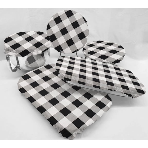 Buffalo Check Plaid Reusable Fabric Bowl and Casserole Pan Covers by Penny's Needful Things (5 Cover Set) (White)