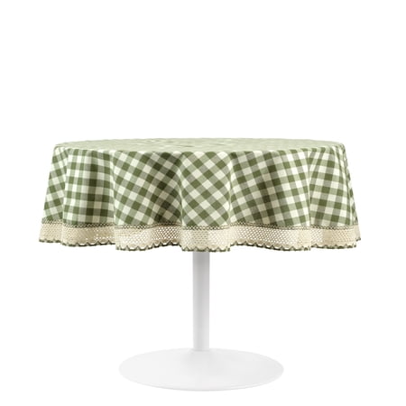Buffalo Check Plaid Round Tablecloth - Sage - 70 in
