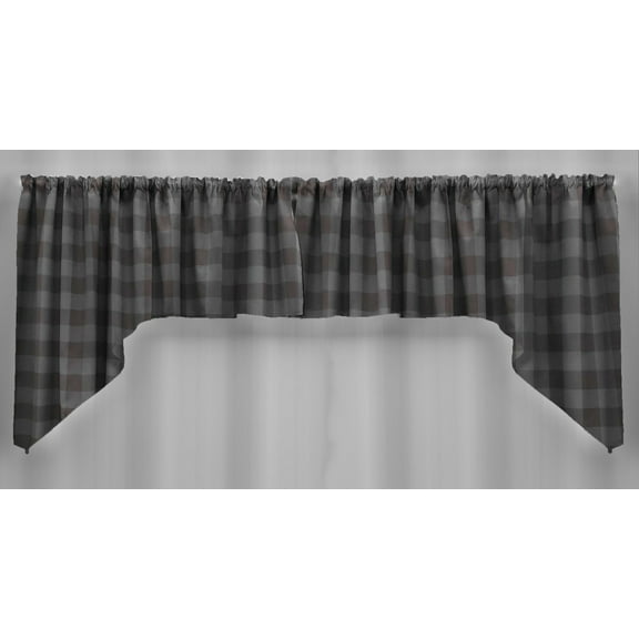 Buffalo Check Plaid Swag Panels by Penny's Needful Things (Set of 2) 24 Inch Long Swag Panels UNLINED (Dark Gray)