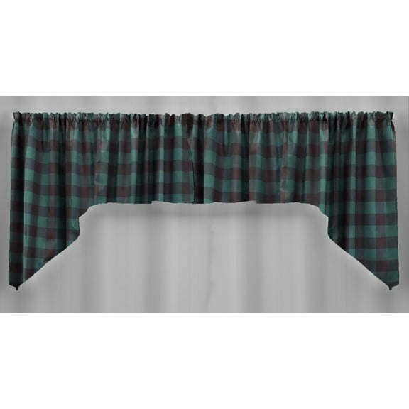 Buffalo Check Plaid Swag Panels by Penny's Needful Things (Set of 2) 36 Inch Long Swag Panels UNLINED (Green)