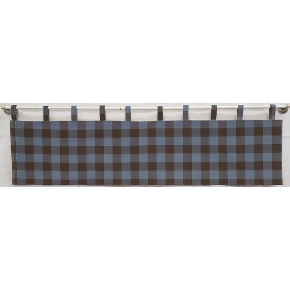 Buffalo Check Plaid Tab Top Curtains by Penny's Needful Things (Lined) (63 Inch Long Two Curtain Panels) (Blue)