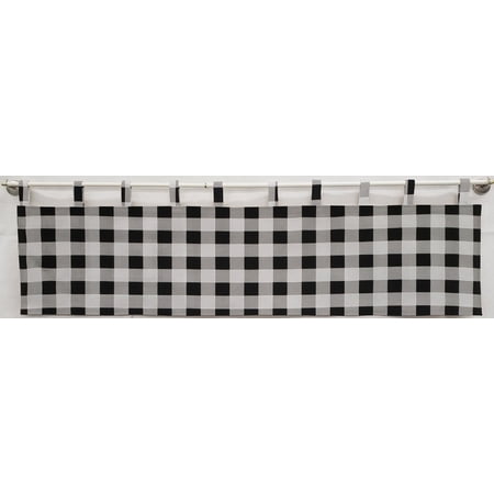 Buffalo Check Plaid Tab Top Valances by Penny's Needful Things (Lined) (12 Inch Two Valance Panels) (White)