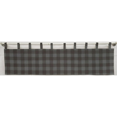 Buffalo Check Plaid Tab Top Valances by Penny's Needful Things (Unlined) (12 Inch One Valance Panel) (Dark Gray)