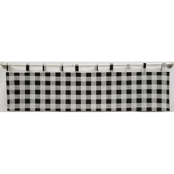 Buffalo Check Plaid Tab Top Valances by Penny's Needful Things (Unlined) (12 Inch One Valance Panel) (White)