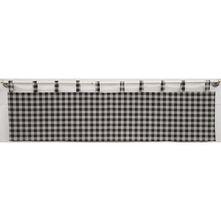 Buffalo Check Plaid Tab Top Valances by Penny's Needful Things (Unlined) (12 Inch Two Valance Panels) (Light Gray)