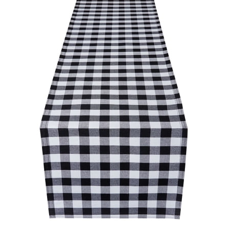 Buffalo Check Plaid Table Runner - Black/White - 13 in x 48 in