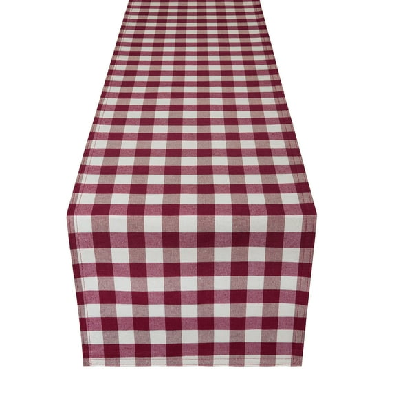 Buffalo Check Plaid Table Runner - Burgundy - 13-in x 36-in